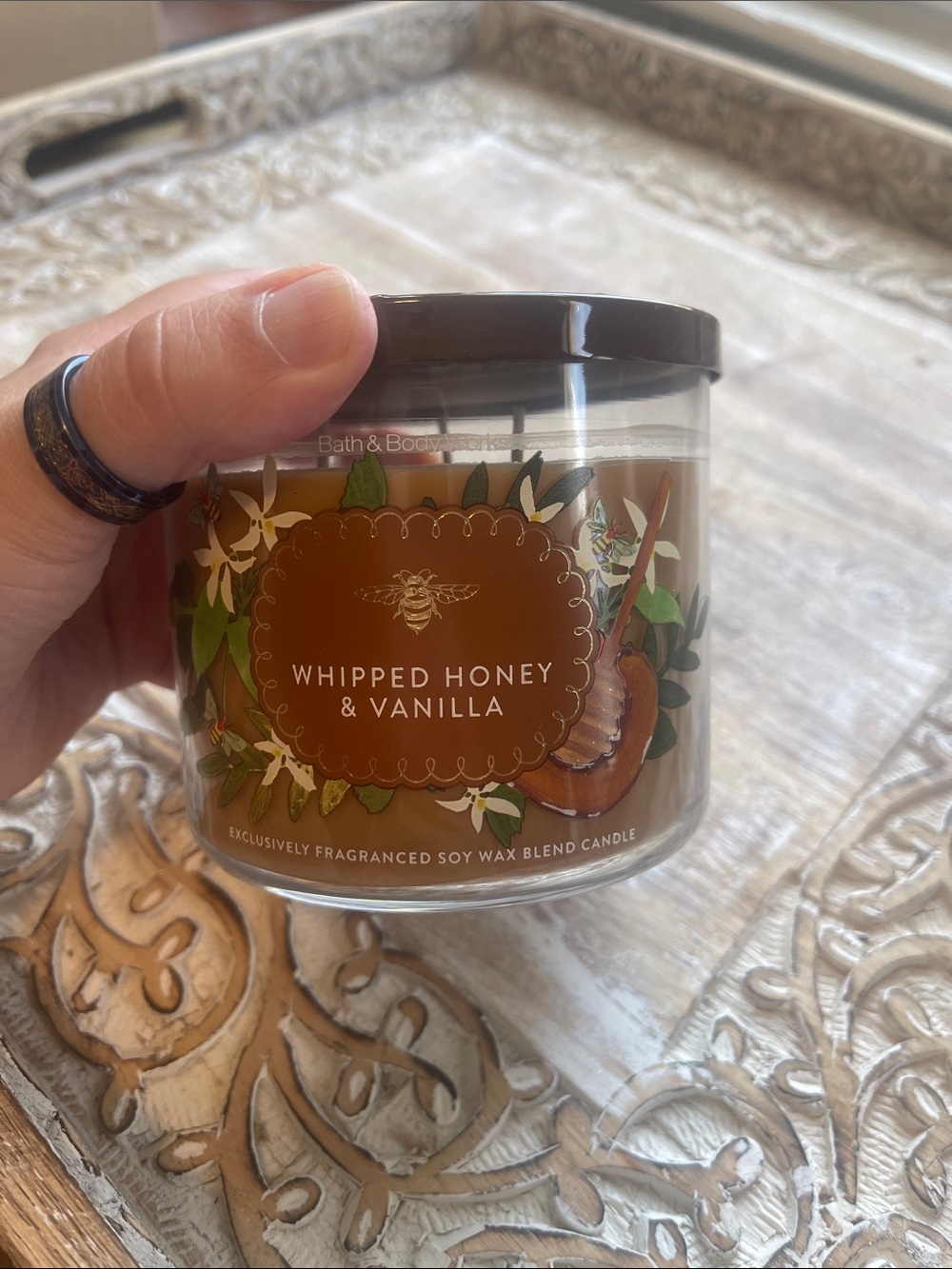 Bath & Body Works Whipped Honey & Vanilla Candle - Brown & Gold Label